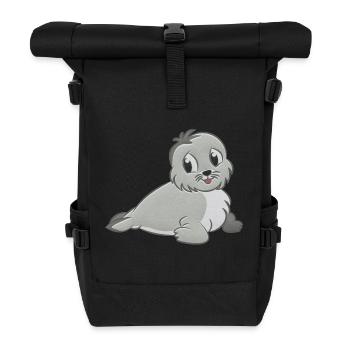 Seal stuffed animal - Roll Top Backpack - black - Front