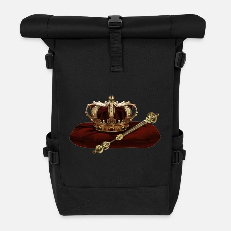 Crown and scepter - Roll Top Backpack - black