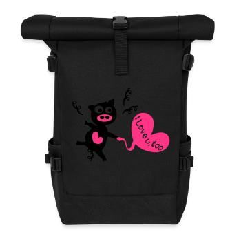 I Love U, auch. Schwarz Spar - Rolltop Rucksack - Schwarz - Vorne