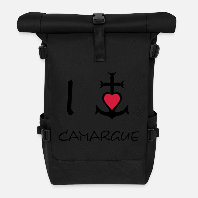 I love camargue - Roll Top Backpack - black