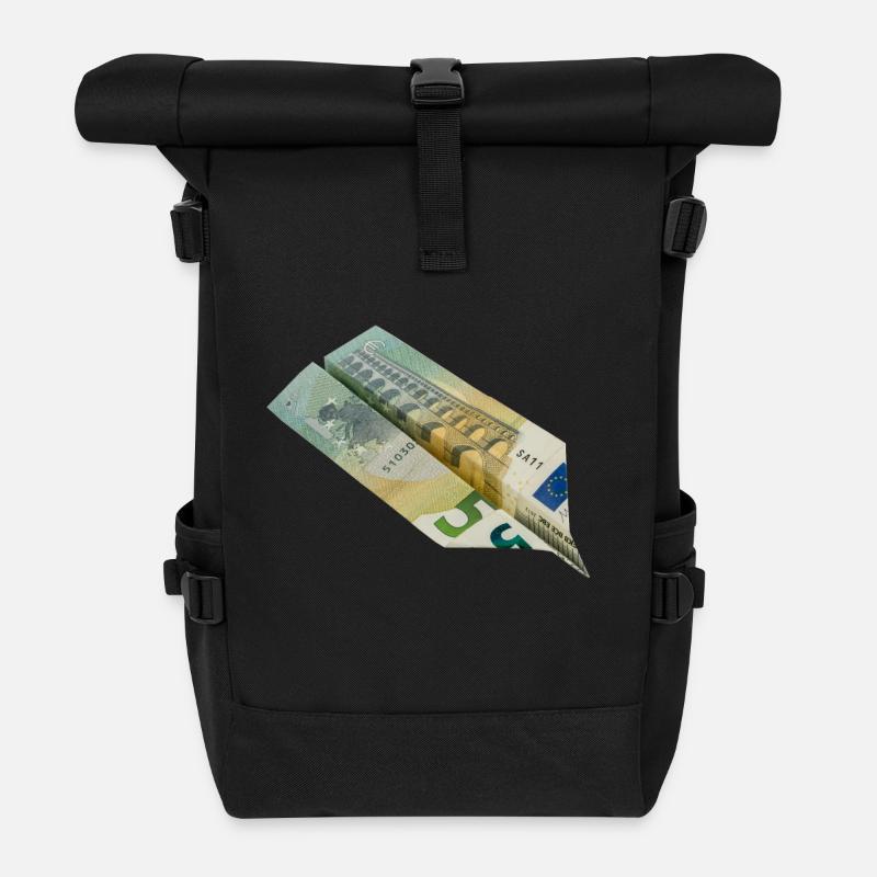5-Euro-Schein - Rolltop Rucksack - Schwarz