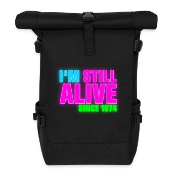 Birthday - still alive since 1974 (de) - Rolltop Rucksack - Schwarz - Vorne