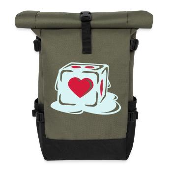 With Heart - Roll Top Backpack - olive/black - Front