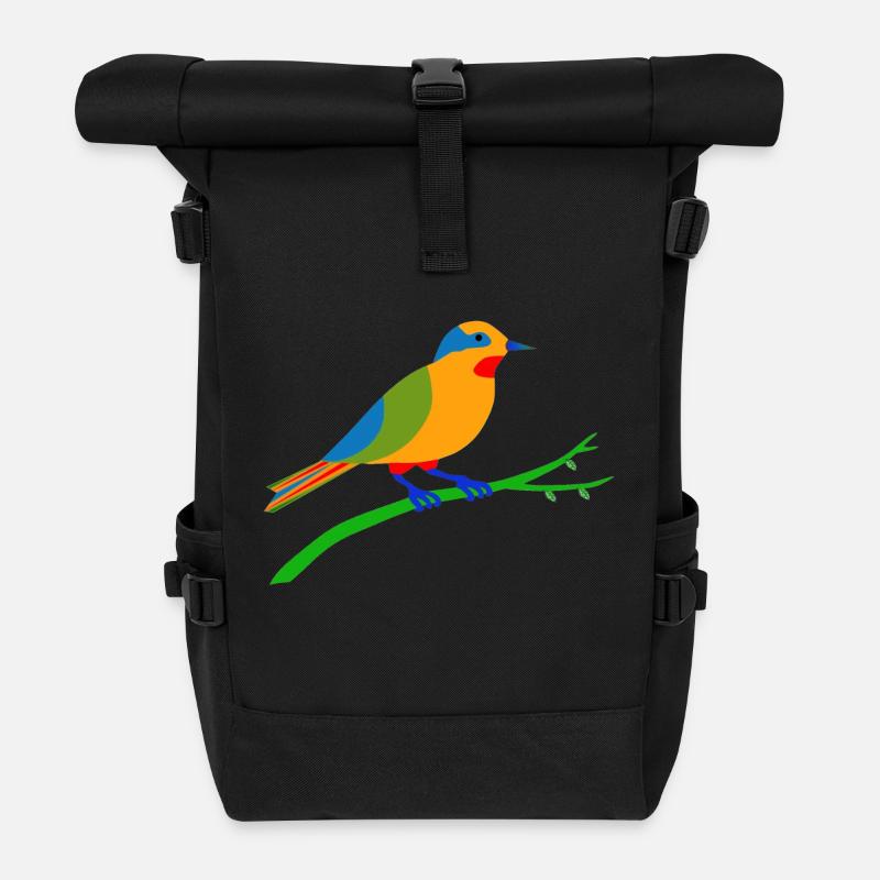 mehrfarbiger vogel - Sac à dos roll top - noir