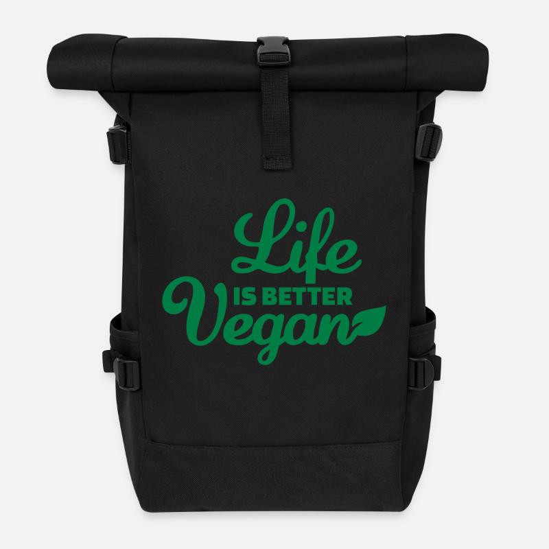 Vegan - Rolltop Rucksack - Schwarz