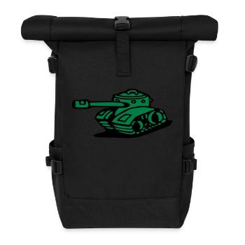gepanzerter panzer armee militärischer kampfpanzer - Rolltop Rucksack - Schwarz - Vorne