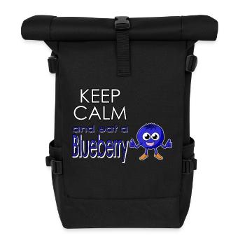 Keep calm and eat a blueberry - Blaubeere essen - Rolltop Rucksack - Schwarz - Vorne