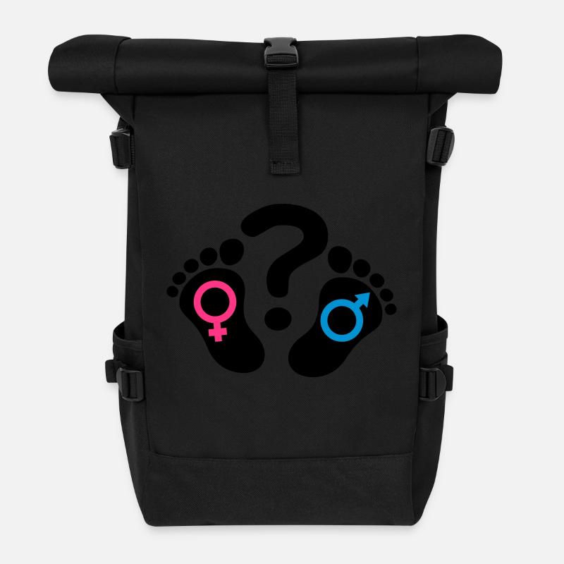 Fragezeichen Fußabdrücke Füße Symbol Mädchen Junge - Rolltop Rucksack - Schwarz