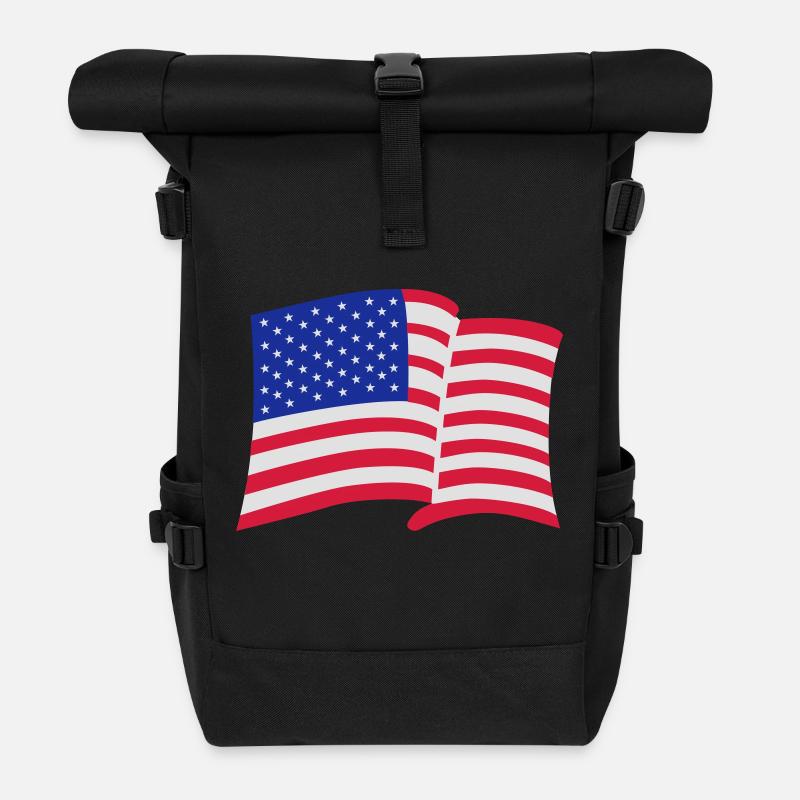 Amerika - Rolltop Rucksack - Schwarz