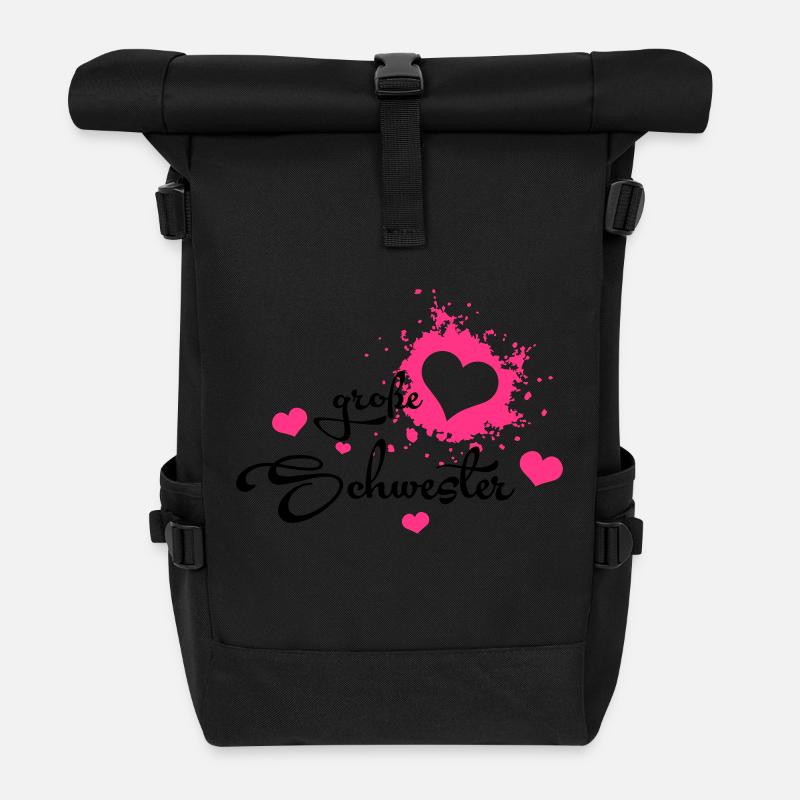 Große Schwester - Bestes Geburtstagsgeschenk - Rolltop Rucksack - Schwarz