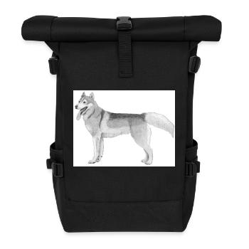 Autocollant Husky sibérien - Sac à dos roll top - noir - Devant