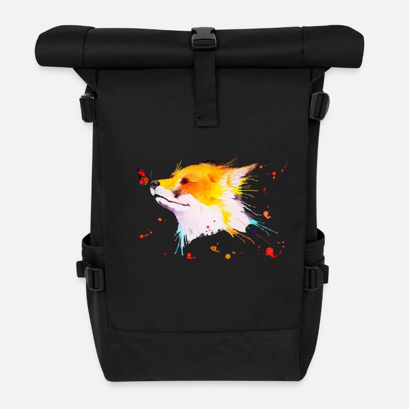 Renard roux - Sac à dos roll top - noir