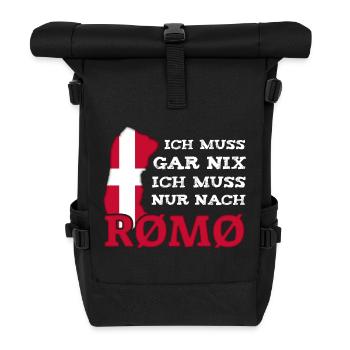 Römö # Rømø # Ich muss gar nix # Dänemark - Rolltop Rucksack - Schwarz - Vorne