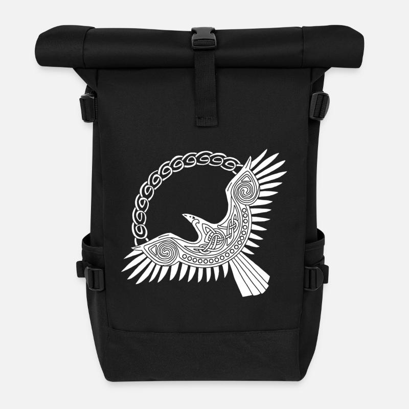 Weißer Wikinger-Adler - Rolltop Rucksack - Schwarz
