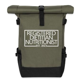 Registered Dietitian Nutritionist Est. 2023 - Roll Top Backpack - olive/black - Front