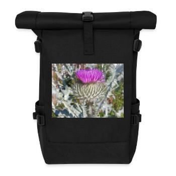 Scotch cotton thistle also woolly thistle - Roll Top Backpack - black - Front