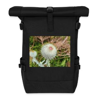 Scotch cotton thistle also woolly thistle - Roll Top Backpack - black - Front