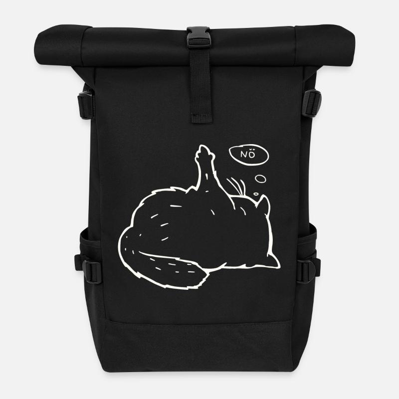 faule Katze Mittelfinger Statement nö Geschenk - Rolltop Rucksack - Schwarz