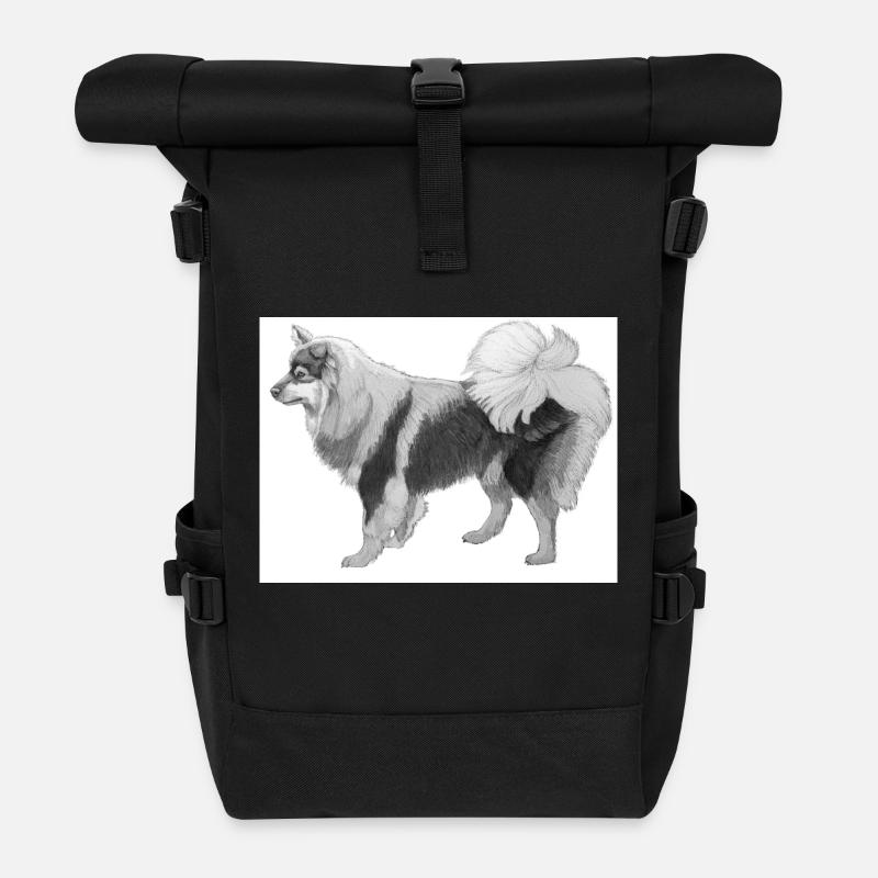 Finnish Lapphund sticker - Roll Top Backpack - black