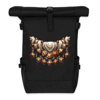 Rollenspielkette aus Rollenspielwürfel W20 - Rolltop Rucksack - Schwarz - Vorne