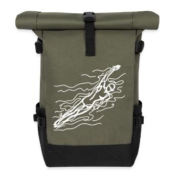 Competitive swimmer sketch - Roll Top Backpack - olive/black - Front