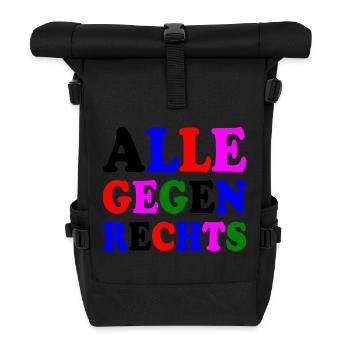 Alle gegen rechts - Rolltop Rucksack - Schwarz - Vorne