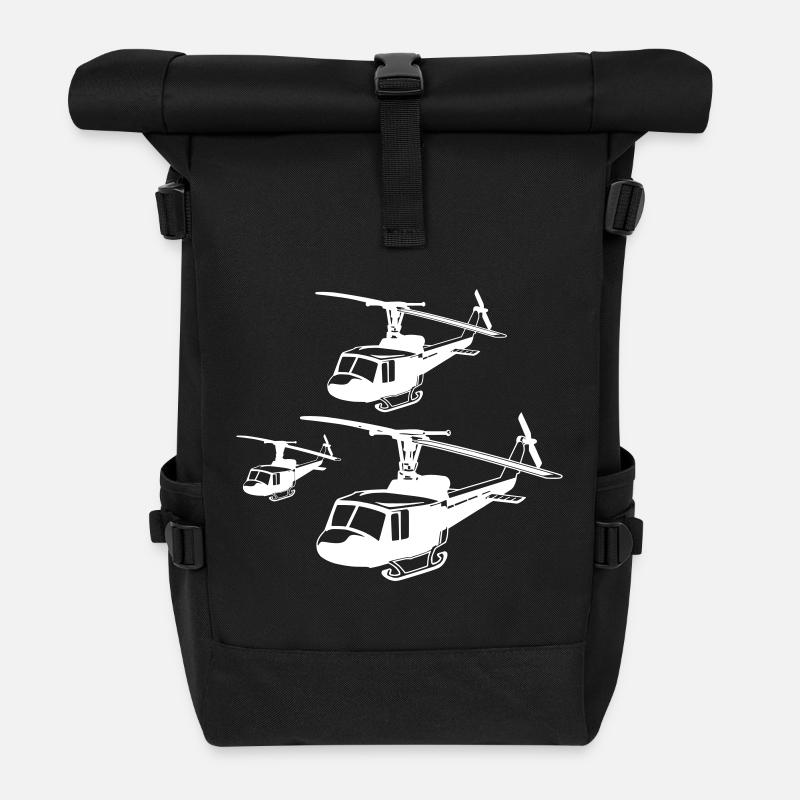 Hubschrauber - Rolltop Rucksack - Schwarz