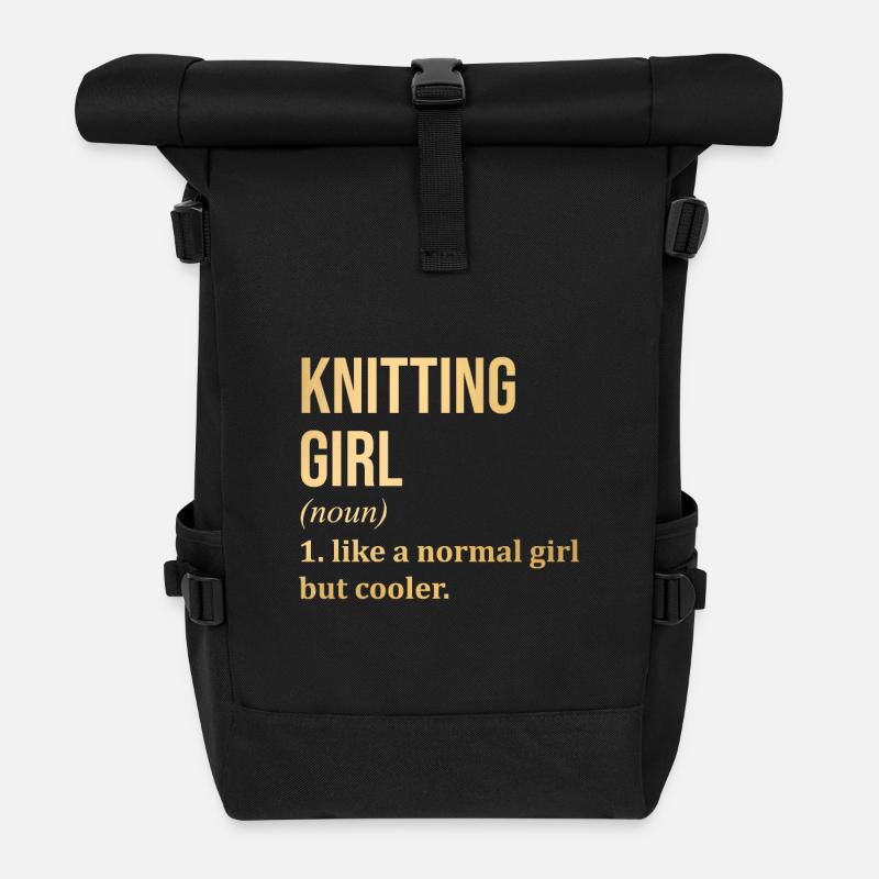 Knitting - Roll Top Backpack - black