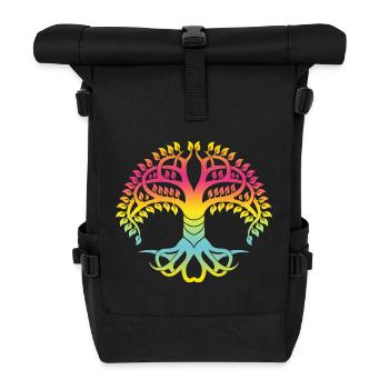 Tree of Life T-Shirt Gradient Coloring - Roll Top Backpack - black - Front
