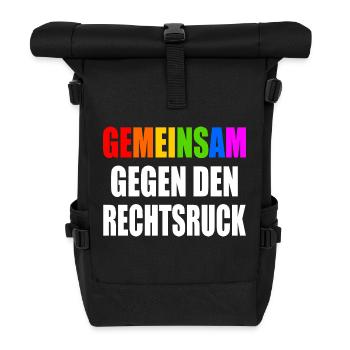 gemeinsam gegen den rechtsruck - Rolltop Rucksack - Schwarz - Vorne