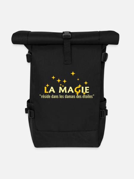 MAGIC. Lies in the dances of the stars. - Roll Top Backpack - black
