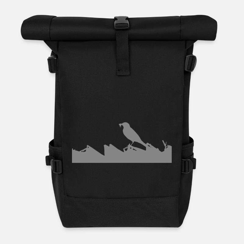 Superkraft: Bachstelze - Rolltop Rucksack - Schwarz