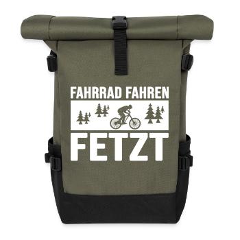 Fahrrad Fahrradfahrer radlos Drahtesel sattelfest - Rolltop Rucksack - Olive/Schwarz - Vorne