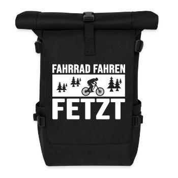 Fahrrad Fahrradfahrer radlos Drahtesel sattelfest - Rolltop Rucksack - Schwarz - Vorne
