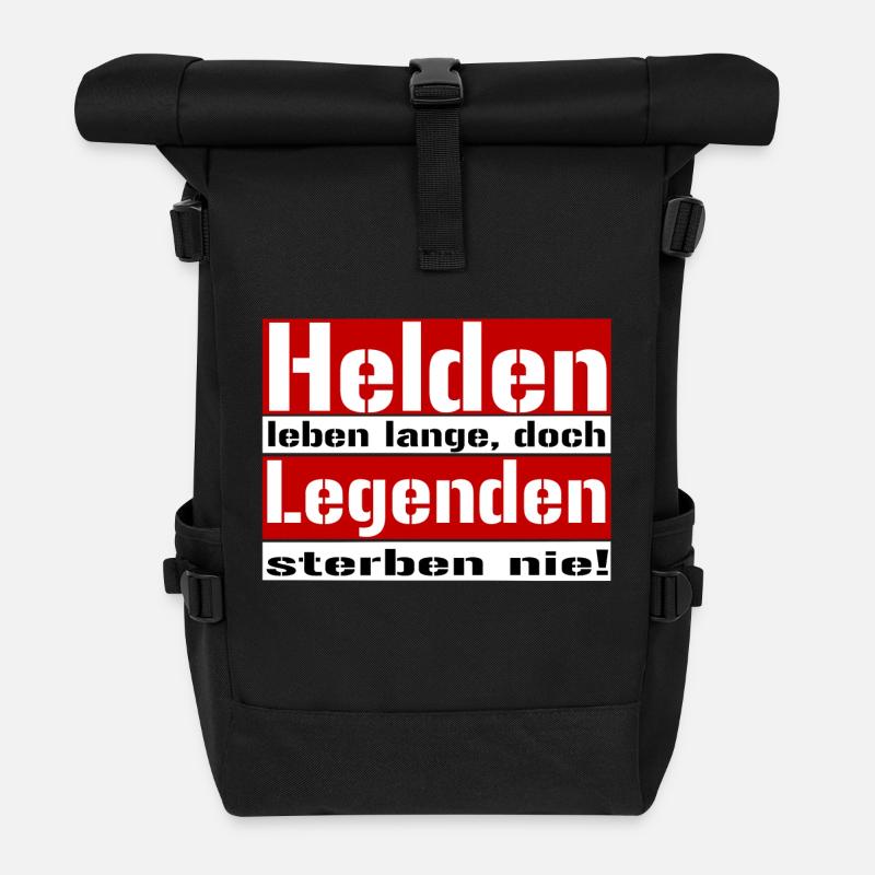 Heroes live long legends - Roll Top Backpack - black