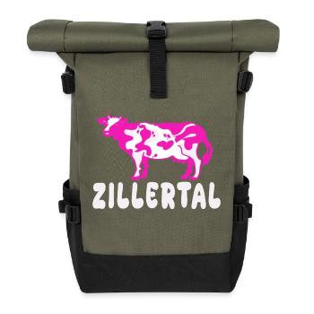 Zillertaler Skisaison Winterurlaub - Rolltop Rucksack - Olive/Schwarz - Vorne