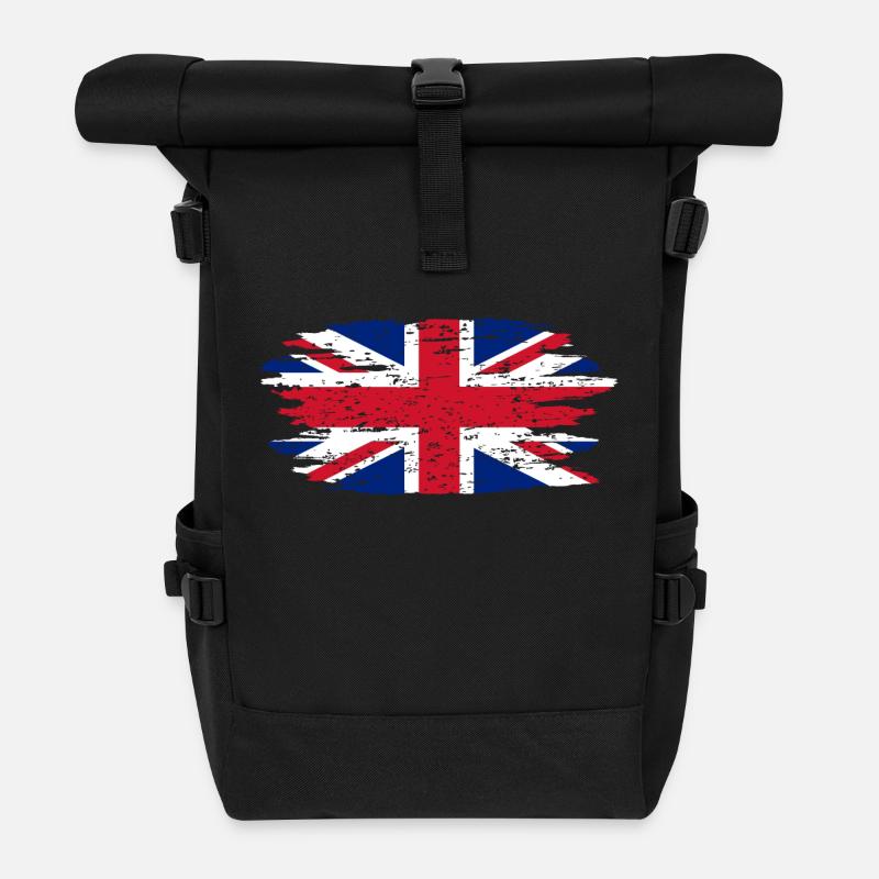 UNION JACK FLAG UNITED KINGDOM GREAT BRITAIN ENGLA - Roll Top Backpack - black