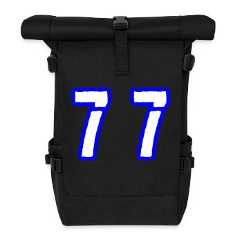 77 Zahl Symbol - Rolltop Rucksack - Schwarz - Vorne
