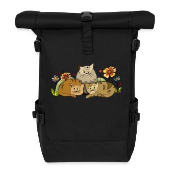 Katzen - Rolltop Rucksack - Schwarz - Vorne