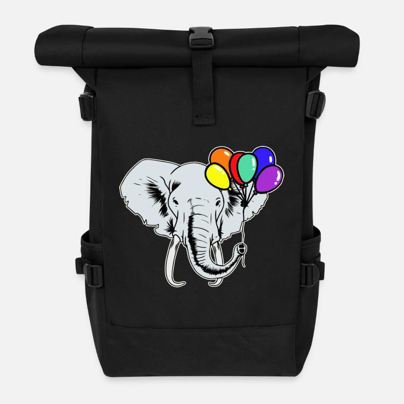 Elefanten Elefant Luftballons Regenbogen LGBT - Rolltop Rucksack - Schwarz