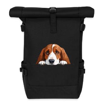 Basset Hound Peeking Niedliches Entzückendes lustiges Tier - Rolltop Rucksack - Schwarz - Vorne