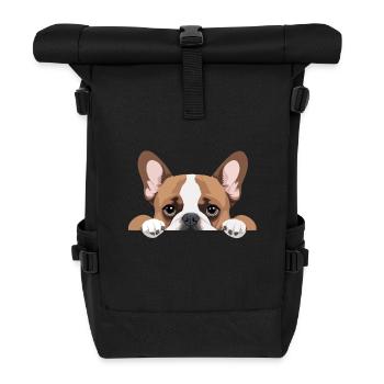 Bouledogue français Coup d’œil mignon Adorable animal drôle - Sac à dos roll top - noir - Devant