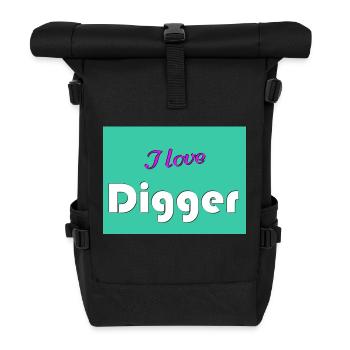 I love Digger - Roll Top Backpack - black - Front