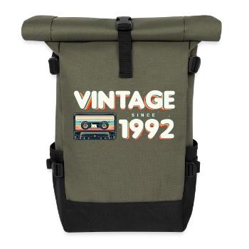 Rétro Vintage 1992 Nostalgique Anniversaire Hommes Femmes - Sac à dos roll top - olive/noir - Devant