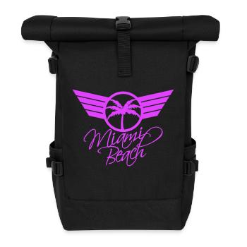 Miami Beach USA Palme Strand Sonne Amerika Reise - Rolltop Rucksack - Schwarz - Vorne
