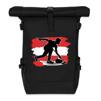 Austria Flag Curling - Roll Top Backpack - black - Front