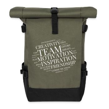 Team Tagcloud Word Cloud - Rolltop Rucksack - Olive/Schwarz - Vorne