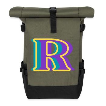 Multicolored letter r - Roll Top Backpack - olive/black - Front