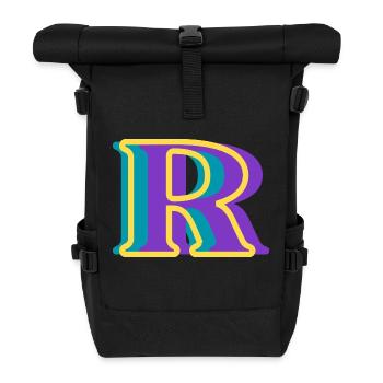 Multicolored letter r - Roll Top Backpack - black - Front