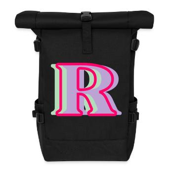 Mehrfarbiger Buchstabe r - Rolltop Rucksack - Schwarz - Vorne